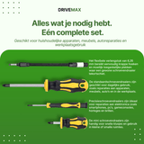 Screwdriver set in case with bits and flexible extender