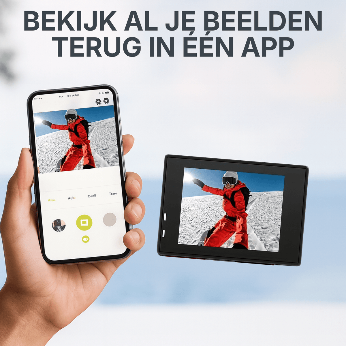 View and share 4K action camera footage via smartphone app.