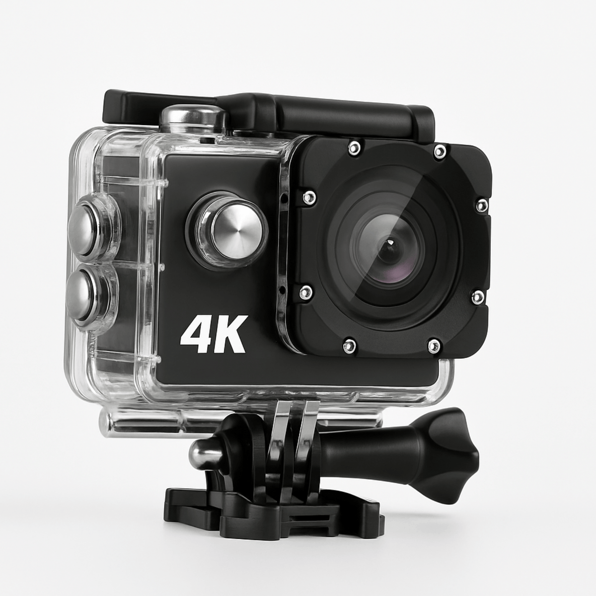 4K action camera with waterproof housing and 170° wide-angle lens