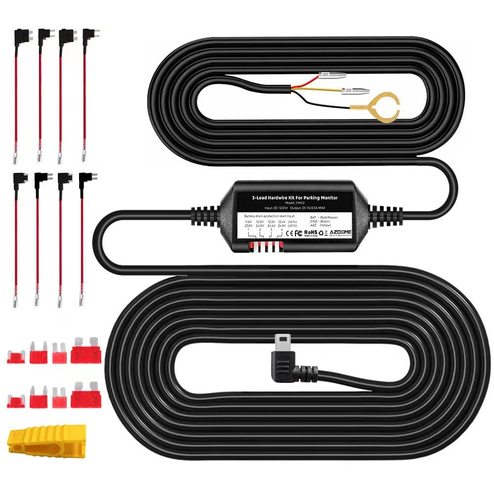 Hardwire Kit for Dashcam – 24/7 Parking Mode with Voltage Protection