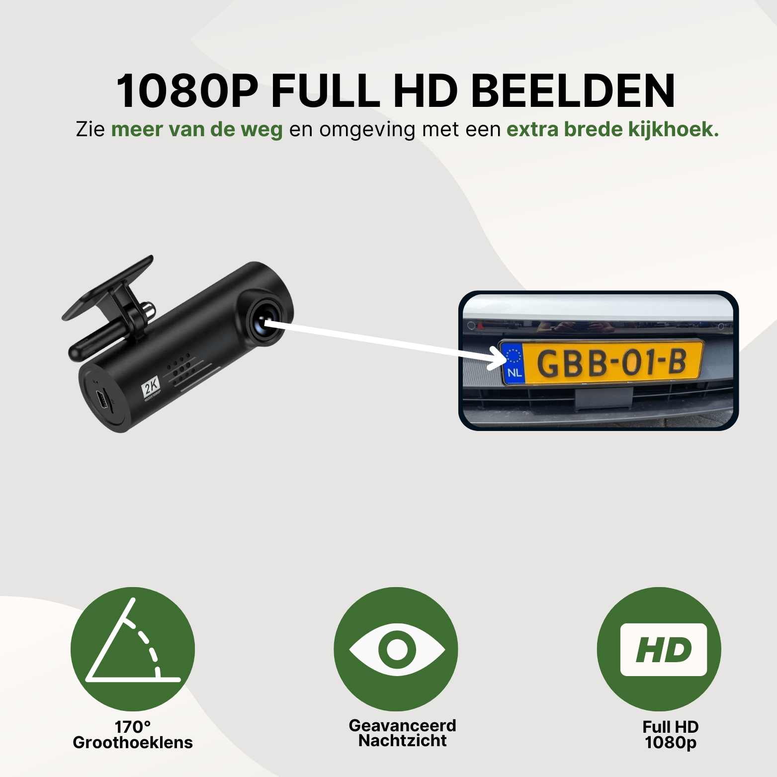 VoiceGuard Pro dashcam with 1080p Full HD video, 170° wide-angle lens, and advanced night vision for clear license plate recording.