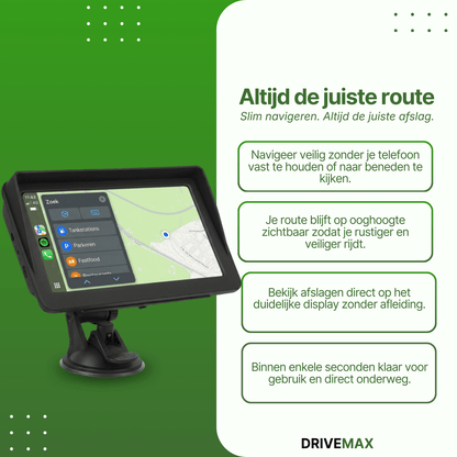 Car navigation with large touchscreen and dashboard mount that displays clear maps and route instructions for safe and easy navigation while driving.