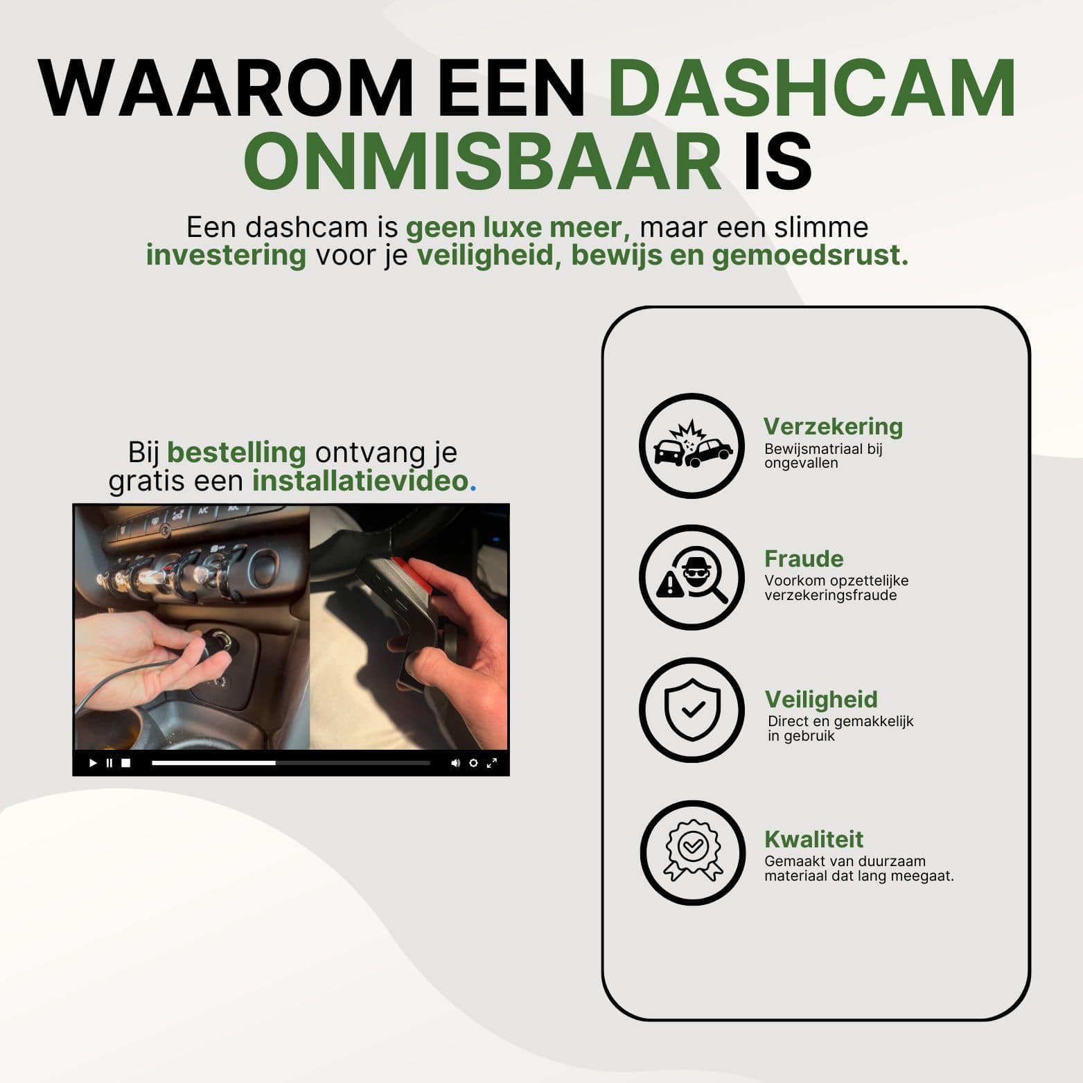 Waarom de ClearView Ultra dashcam onmisbaar is: bewijs bij ongevallen, bescherming tegen fraude, eenvoudig in gebruik en geleverd met gratis installatievideo.