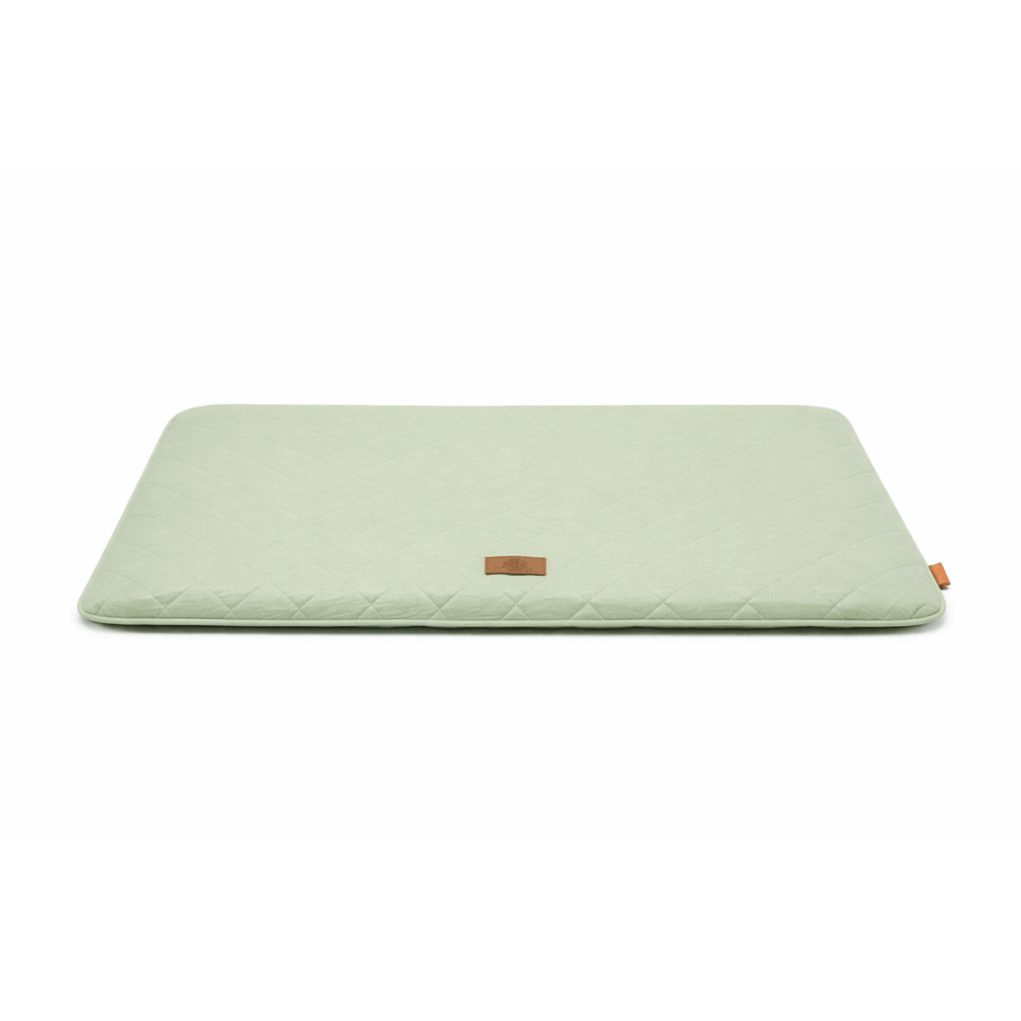 Green quilted dog seat cushion for car and home with rectangular shape for comfortable resting.