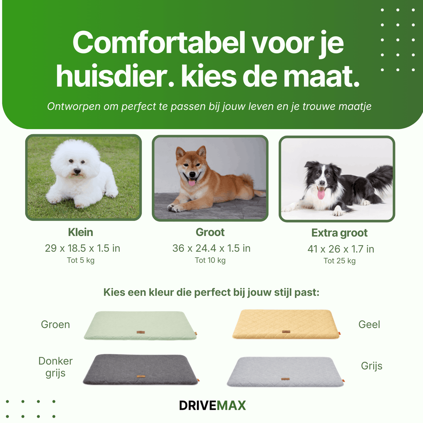 Dog seat cushion for car and home available in small, large, and extra large sizes with multiple color options.