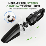 Disassembled Neatix™ handheld vacuum cleaner with washable HEPA filter under running water.