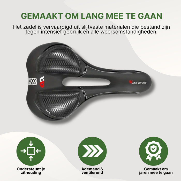 Geen zadelpijn, meer kilometers.