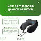 Reiskussen met memory foam op autostoel geplaatst, zijaanzicht