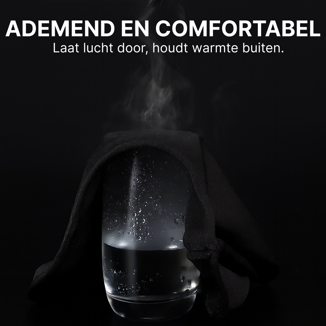 Steam demonstration of breathable ThermoShield™ balaclava fabric that allows air to pass but retains heat.