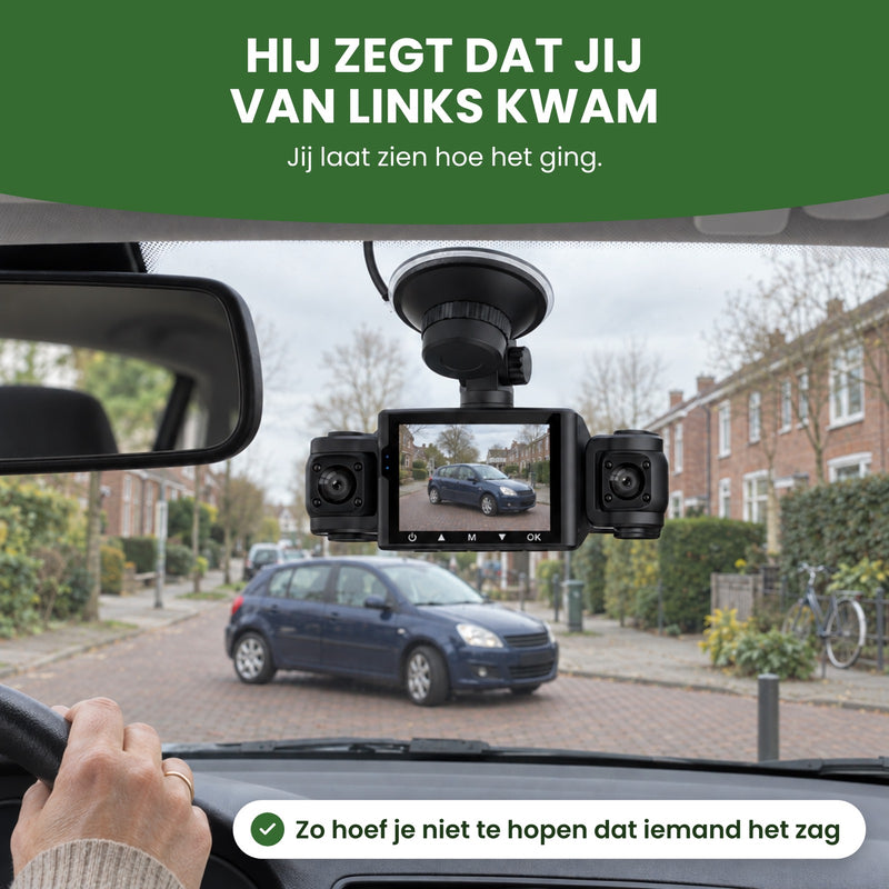 VisionEdge 360 dashcam by the rear-view mirror, showing a car stopped at an angle in front of you: you show what really happened