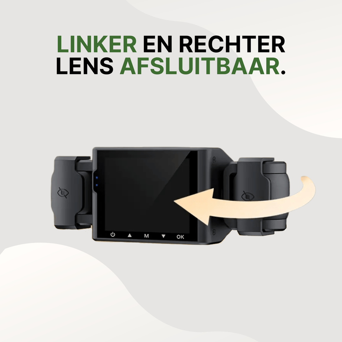Black VisionEdge dashcam with rotatable lockable lenses for extra privacy protection.