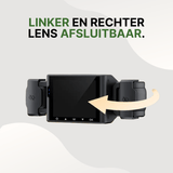 Black VisionEdge dashcam with rotatable lockable lenses for extra privacy protection.