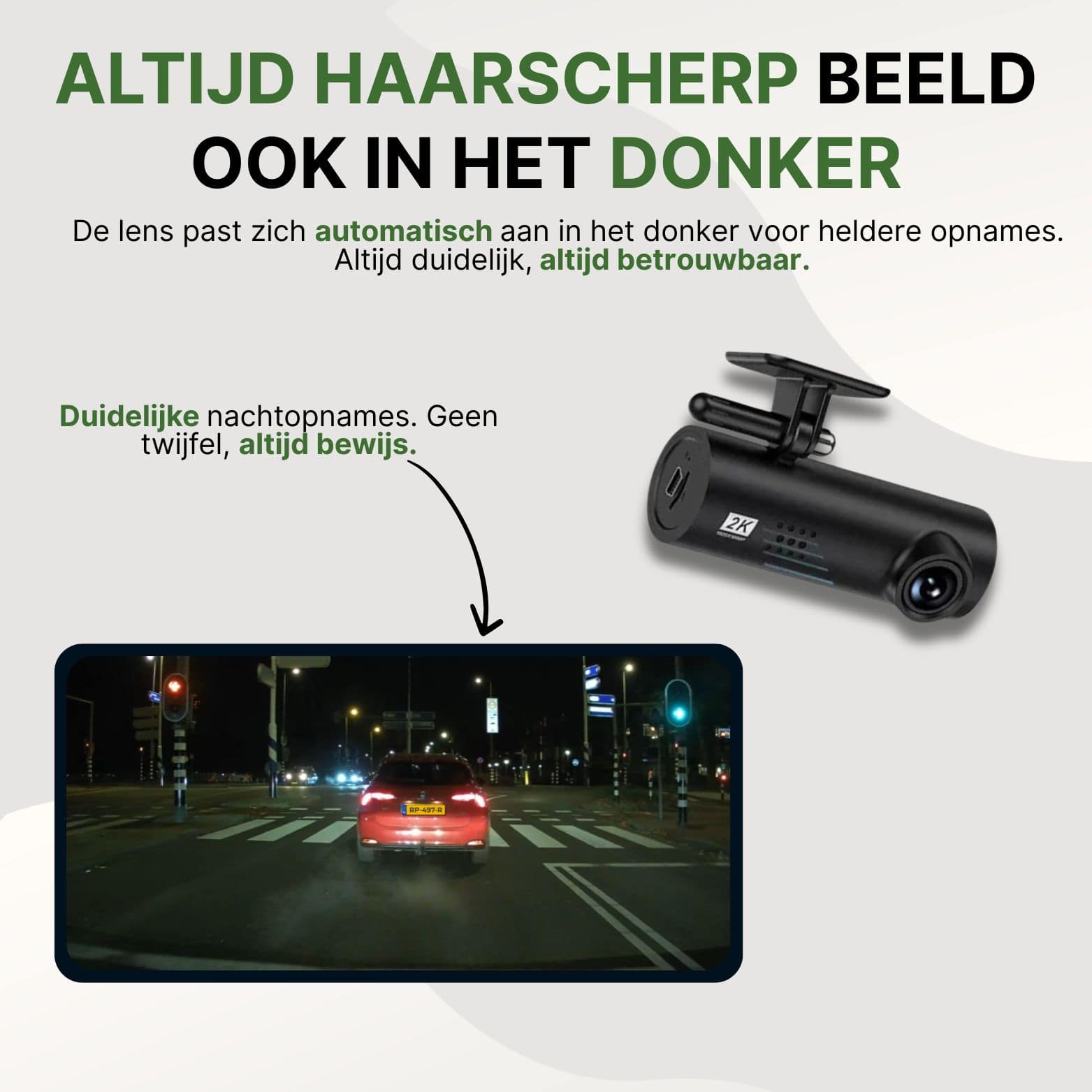 VoiceGuard Pro dashcam met haarscherp nachtzicht – duidelijke opnames in het donker met automatisch aanpassende lens