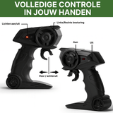 Black remote control for VorteX car with explanation of buttons for steering, lights, and on-off.