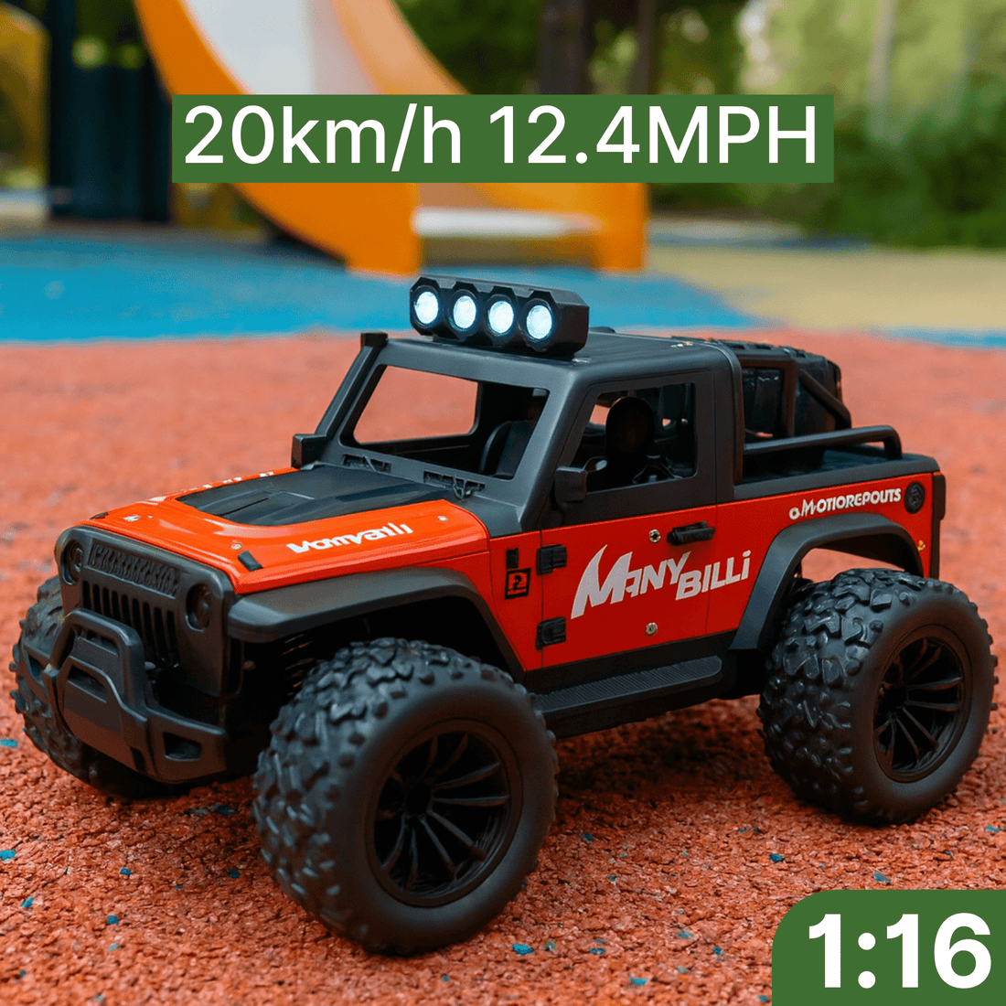 Rode VorteX remote-controlled car for outdoor use with LED lights and a speed of 20 km/h, scale 1:16.